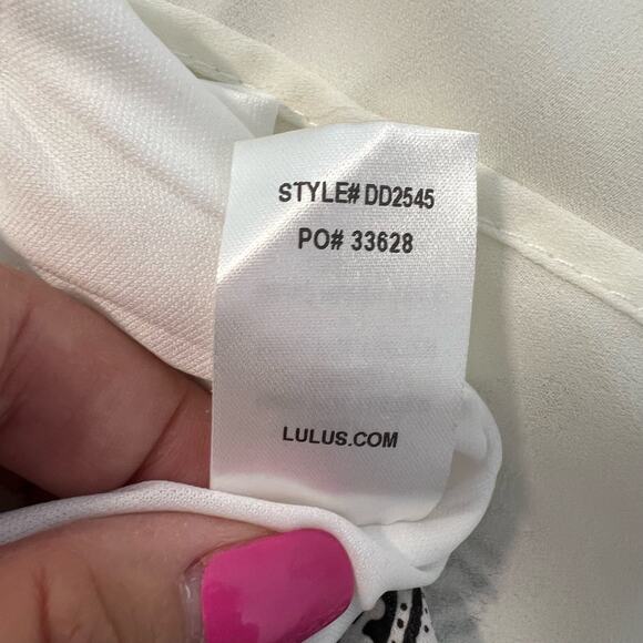 Lulus Riverside Floral Print Shift Mini Dress White Black Short Sleeve XS Retro - Picture 10 of 12